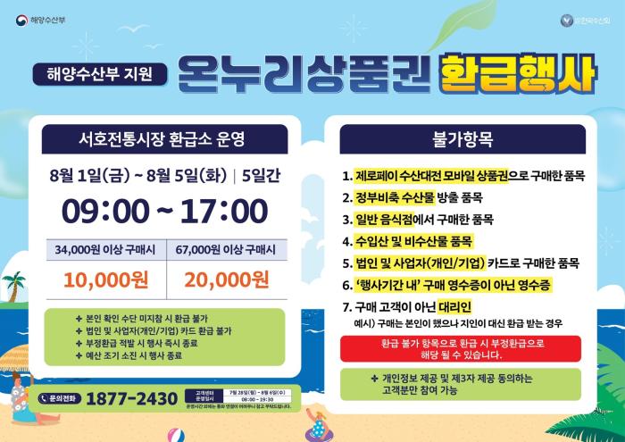 “수산물 사고 온누리상품권 받자!” 통영시, 여름휴가 맞이 환급 이벤트 개최 기사 이미지